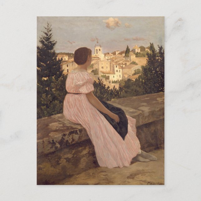 Vintage Jean Frederic Bazille The Pink Dress Postcard (Front)