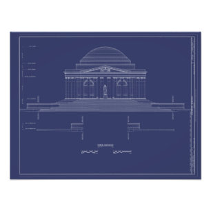 Vintage Jefferson Monument Blueprints Poster