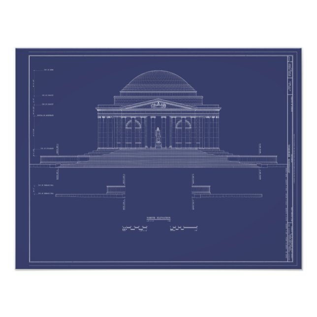Vintage Jefferson Monument Blueprints Poster (Front)