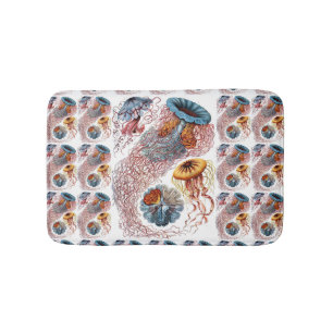 Vintage Jellyfish by Ernst Haeckel, Discomedusae Bath Mat