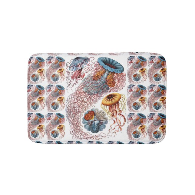 Vintage Jellyfish by Ernst Haeckel, Discomedusae Bath Mat (Front)