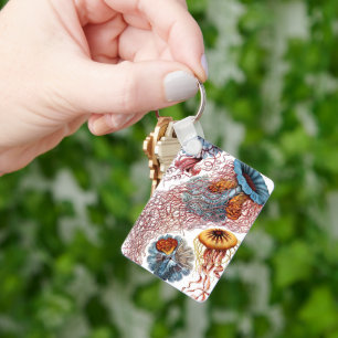 Vintage Jellyfish by Ernst Haeckel, Discomedusae Key Ring