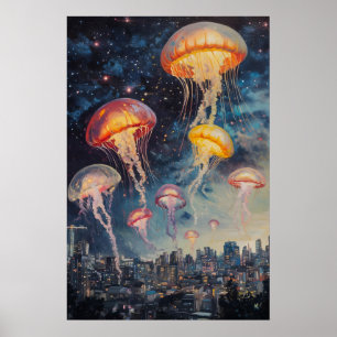 Vintage Jellyfish Cosmos Poster Marine Art Print 1