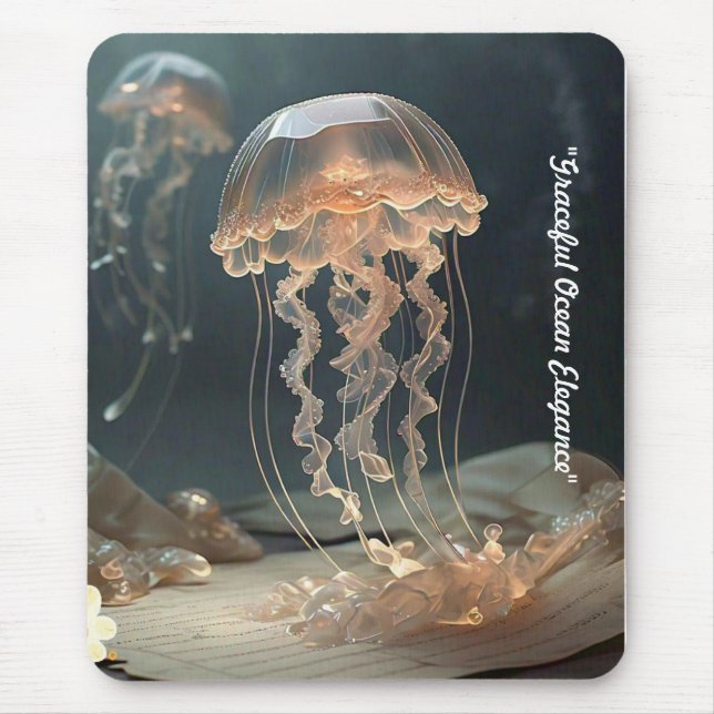 "Vintage Jellyfish Elegance" Mouse Mat (Front)