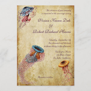 Vintage Jellyfish Wedding Invitation