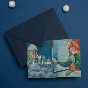 Vintage Jenny Nyström Custom Merry Christmas Foil Holiday Card