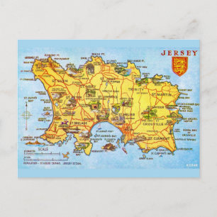 Vintage Jersey Map Postcard