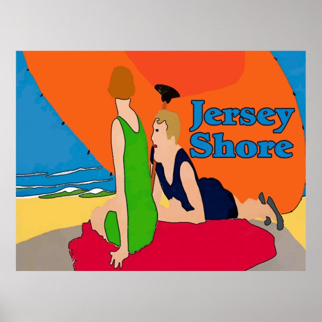 Vintage Jersey Shore, Couple on Beach Poster (Front)