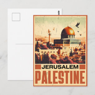Vintage Jerusalem Al-Aqsa Mosque Dome of the Rock Postcard