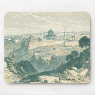 Vintage Jerusalem Dome and Wall Landscape Mousepad