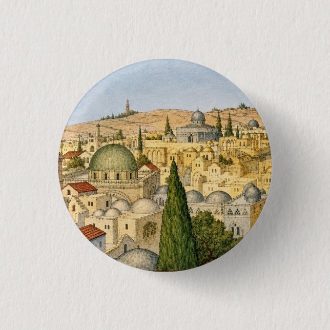 Vintage Jerusalem Panorama 3 Cm Round Badge (Front)