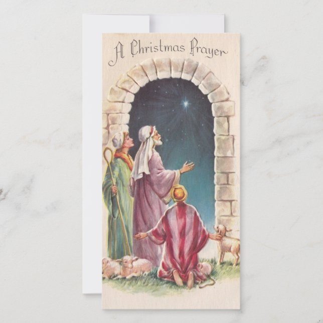 Vintage Jesus A Christmas Prayer Holiday Card (Front)