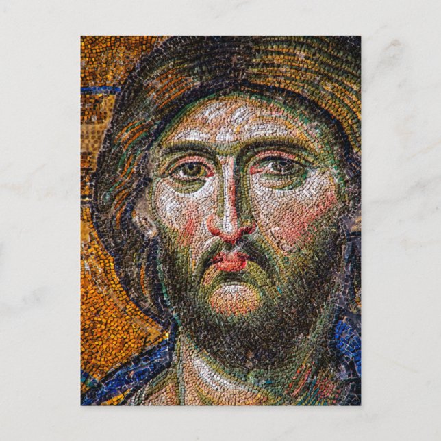 Vintage Jesus Christ Portrait Mediaeval Mosaic Postcard (Front)