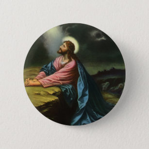 Vintage Jesus Christ Praying, Garden of Gethsemane 6 Cm Round Badge