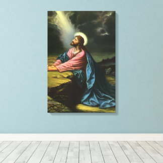 Vintage Jesus Christ Praying, Garden of Gethsemane Canvas Print