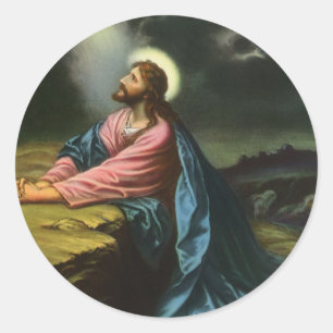 Vintage Jesus Christ Praying, Garden of Gethsemane Classic Round Sticker
