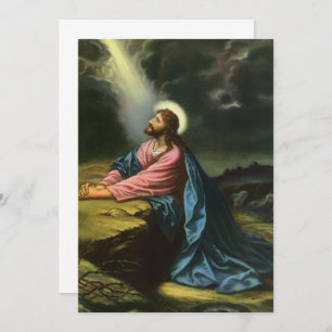 Vintage Jesus Christ Praying, Garden of Gethsemane Invitation