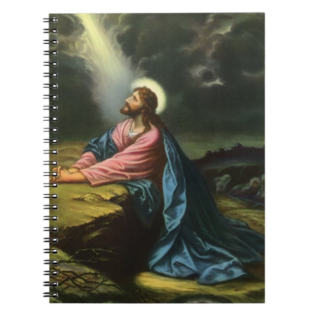 Vintage Jesus Christ Praying, Garden of Gethsemane Notebook (Front)