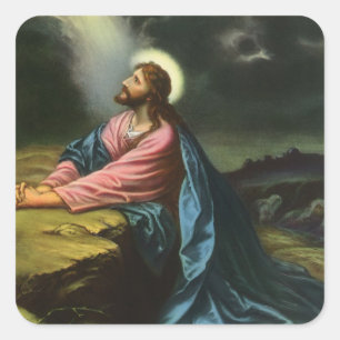 Vintage Jesus Christ Praying, Garden of Gethsemane Square Sticker
