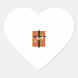 Vintage Jesus Cross Christian Shirt Design_1 Heart Sticker