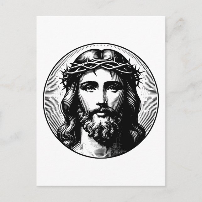 Vintage Jesus face Postcard (Front)