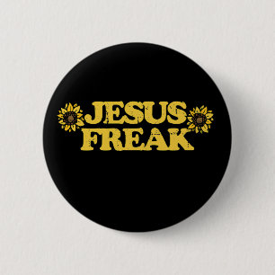 Vintage Jesus Freak Sunflowers Christian Art 6 Cm Round Badge
