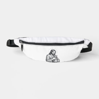 Vintage Jesus Holding Cat Engraving Graphic_1 Bum Bags