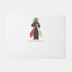 Vintage Jesus I Trust in You Religious Vector Desi Doormat
