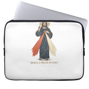 Vintage Jesus I Trust in You Religious Vector Desi Laptop Sleeve