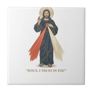 Vintage Jesus I Trust in You Religious Vector Desi Tile