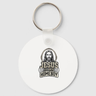 Vintage Jesus Is My Homeboy Engraved Vector Design Key Ring