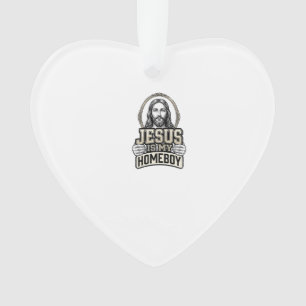 Vintage Jesus Is My Homeboy Engraved Vector Design Ornament
