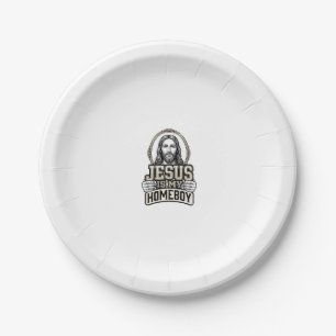 Vintage Jesus Is My Homeboy Engraved Vector Design Paper Plate