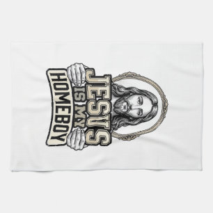 Vintage Jesus Is My Homeboy Engraved Vector Design Tea Towel
