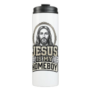 Vintage Jesus Is My Homeboy Engraved Vector Design Thermal Tumbler