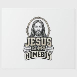 Vintage Jesus Is My Homeboy Engraved Vector Design Wrapping Paper