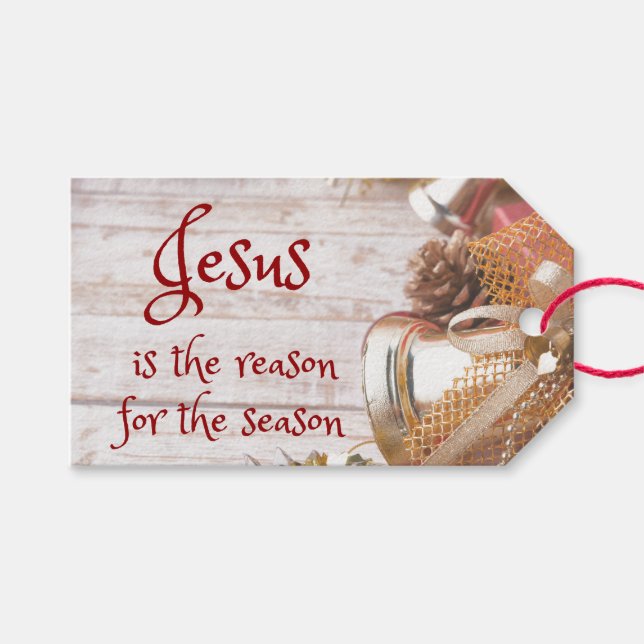 Vintage Jesus is the reason for Season Christmas Gift Tags (Front (Horizontal))