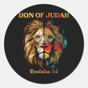 Vintage Jesus Lion Of Judah 5 5 Christian Faith Re Classic Round Sticker