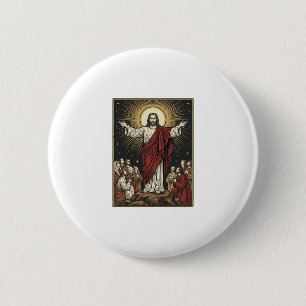 Vintage Jesus Radiant Glory Christian Engraving De 6 Cm Round Badge