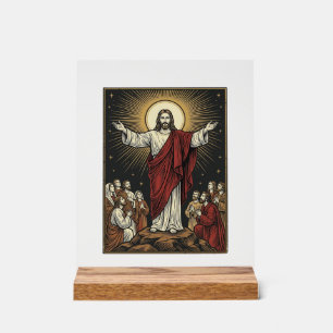 Vintage Jesus Radiant Glory Christian Engraving De Acrylic Sign