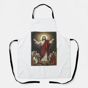 Vintage Jesus Radiant Glory Christian Engraving De Apron