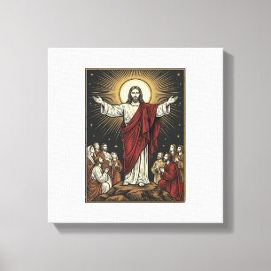 Vintage Jesus Radiant Glory Christian Engraving De Canvas Print