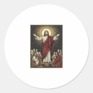 Vintage Jesus Radiant Glory Christian Engraving De Classic Round Sticker