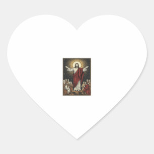 Vintage Jesus Radiant Glory Christian Engraving De Heart Sticker