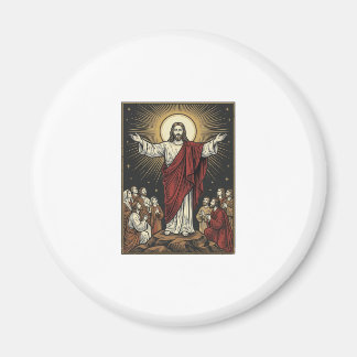 Vintage Jesus Radiant Glory Christian Engraving De Magnet