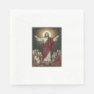 Vintage Jesus Radiant Glory Christian Engraving De Napkin