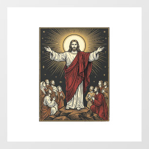 Vintage Jesus Radiant Glory Christian Engraving De Window Cling