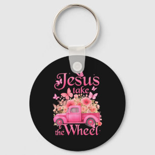 Vintage Jesus Take The Wheel Nk Floral Truck Butte Key Ring