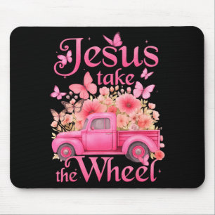 Vintage Jesus Take The Wheel Nk Floral Truck Butte Mouse Mat