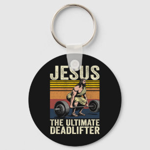 Vintage Jesus The Ultimate Deadlifter Funny Christ Key Ring